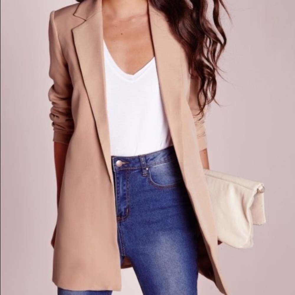 Misguided Boyfriend Blazer Nude
